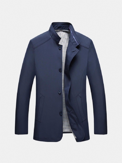 Chaqueta De Negocios De Cuello Alto Informal De Color Sólido Informal De Moda De Otoño Para Hombre