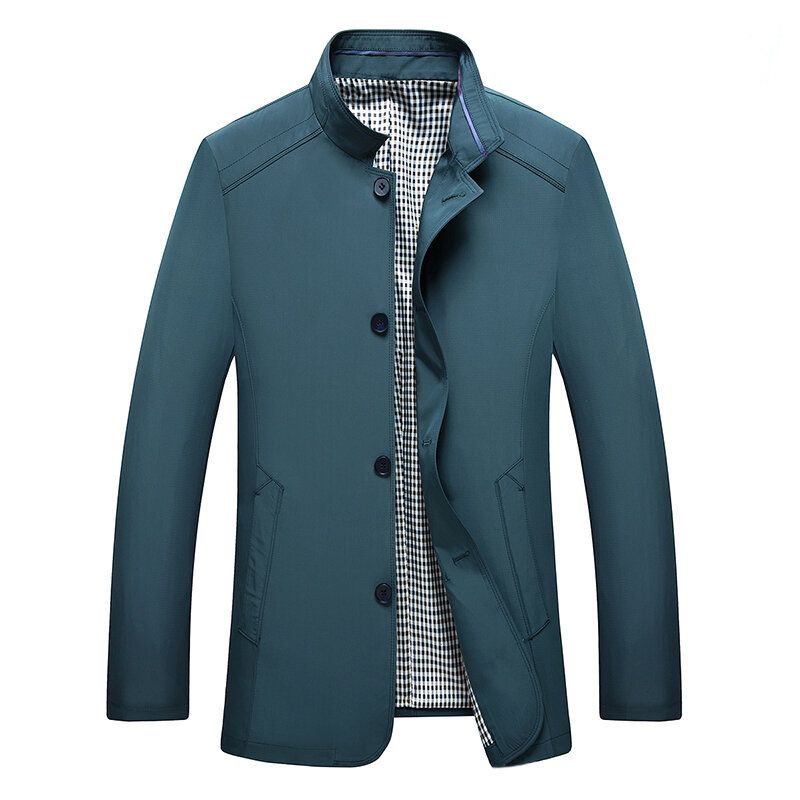 Chaqueta De Negocios De Cuello Alto Informal De Color Sólido Informal De Moda De Otoño Para Hombre