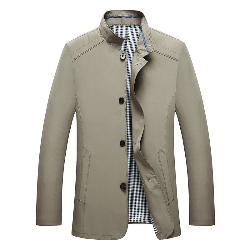 Chaqueta De Negocios De Cuello Alto Informal De Color Sólido Informal De Moda De Otoño Para Hombre