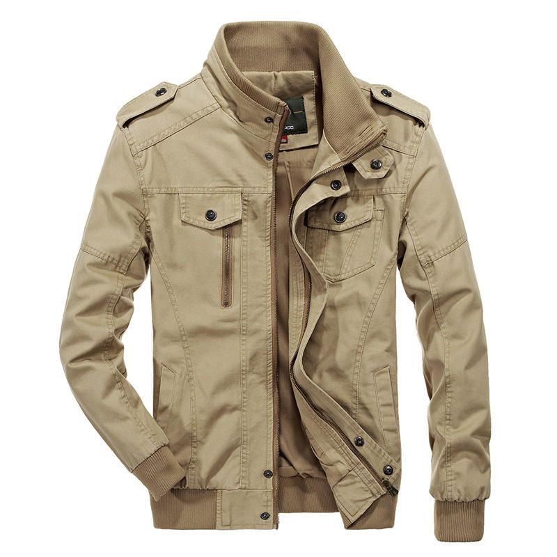 Chaqueta De Otoño De Algodón Con Charretera De Estilo Militar De Talla Grande