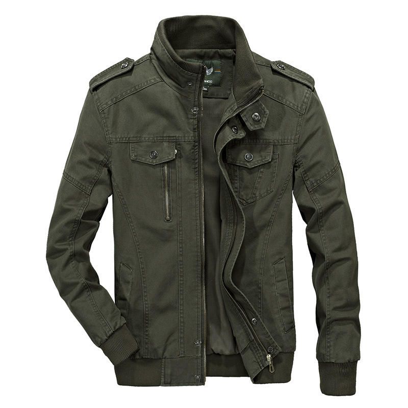 Chaqueta De Otoño De Algodón Con Charretera De Estilo Militar De Talla Grande