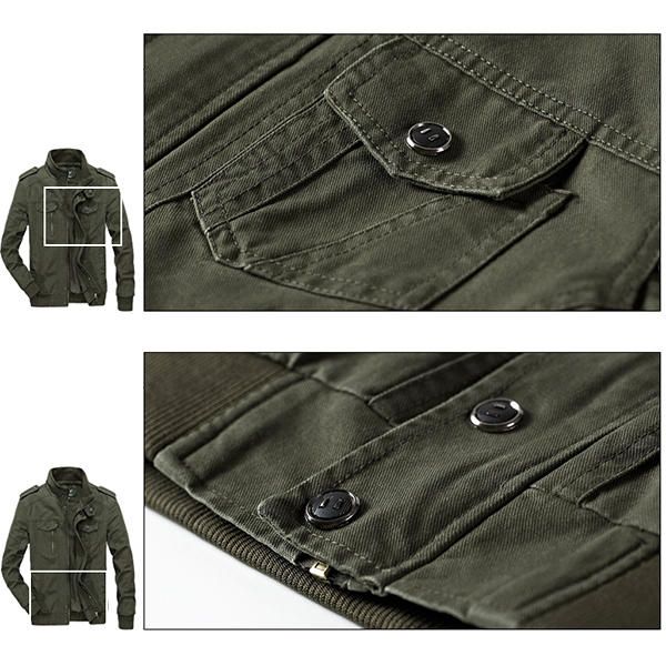 Chaqueta De Otoño De Algodón Con Charretera De Estilo Militar De Talla Grande