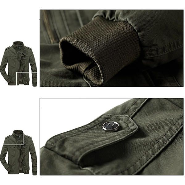 Chaqueta De Otoño De Algodón Con Charretera De Estilo Militar De Talla Grande