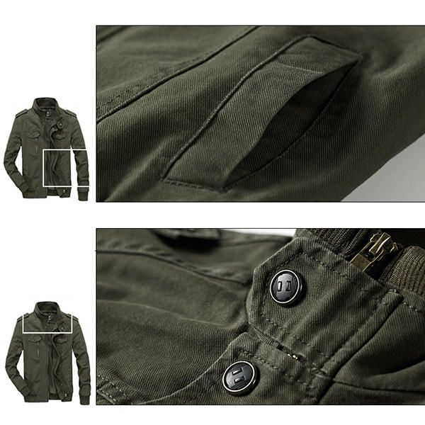 Chaqueta De Otoño De Algodón Con Charretera De Estilo Militar De Talla Grande