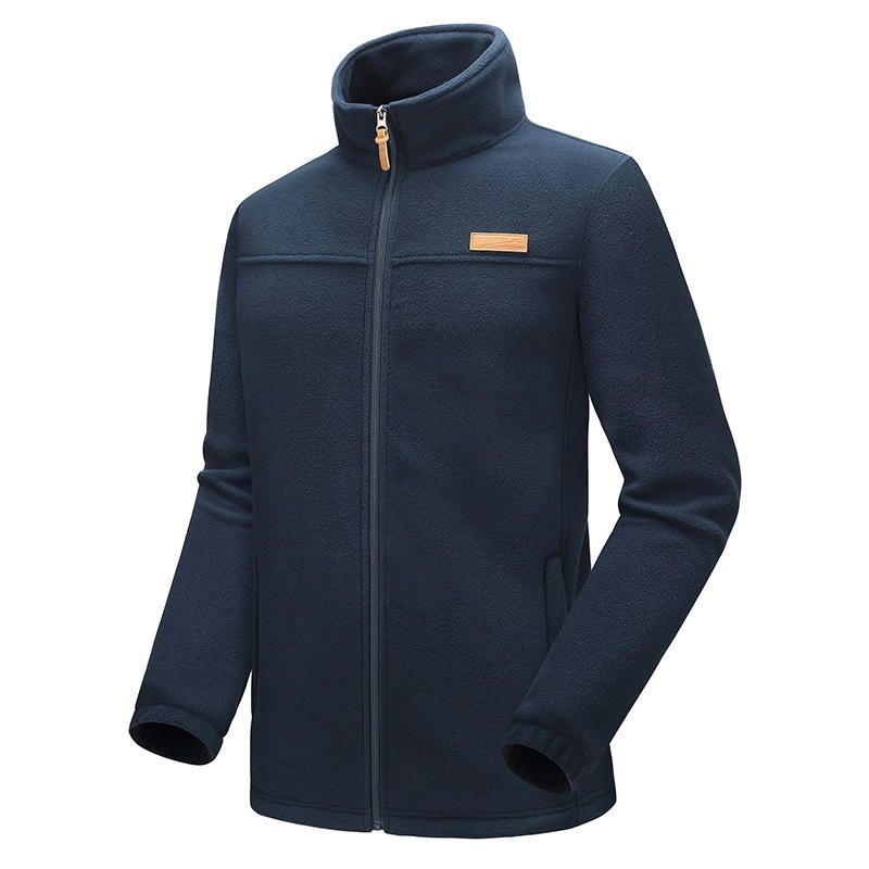 Chaqueta Para Exteriores Con Cuello Alto A Prueba De Viento Y Forro Polar Para Hombre