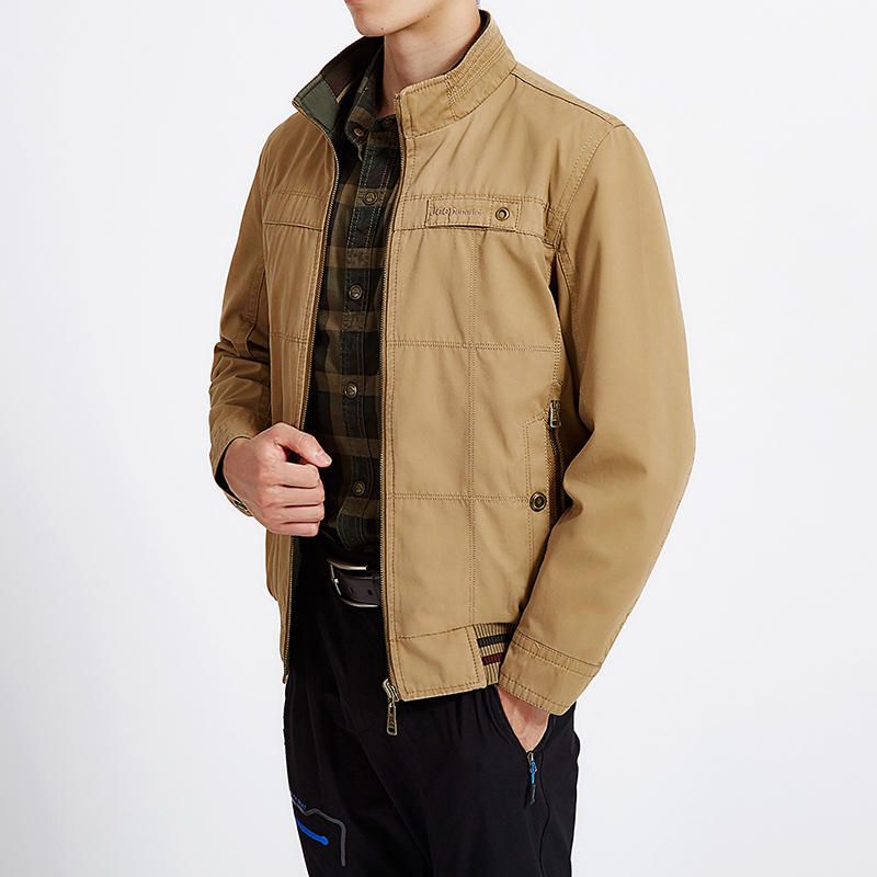 Chaqueta Para Exteriores Reversible De Algodón De Doble Cara Con Cremallera Para Hombre