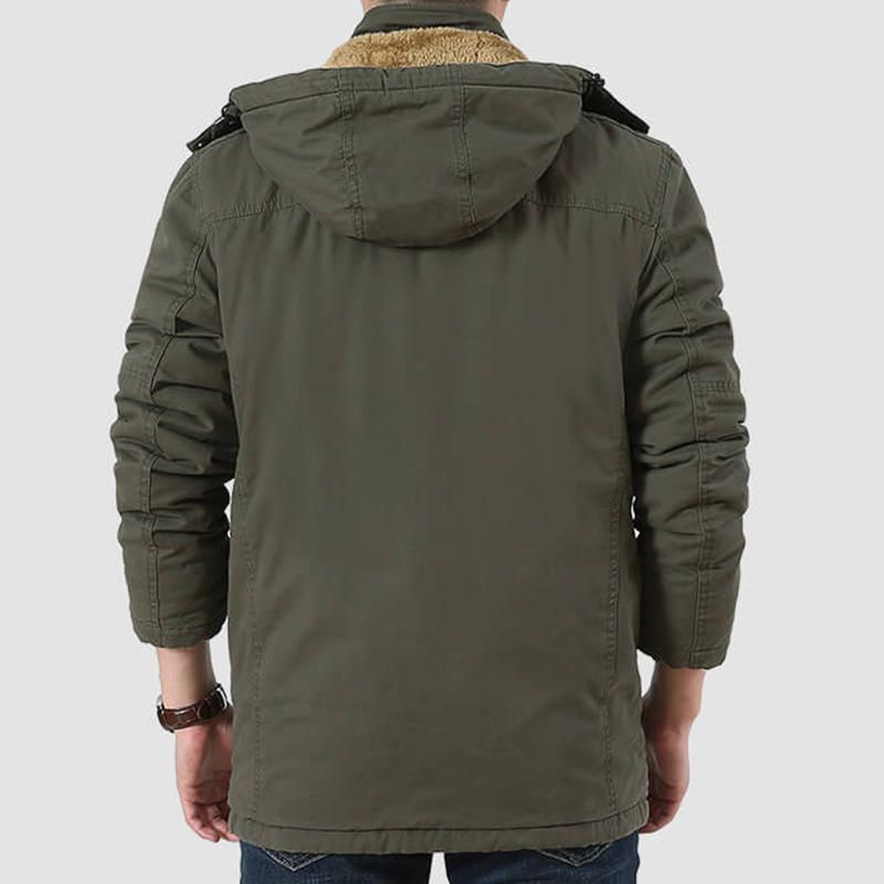 Chaqueta Parka Con Capucha Desmontable Cálida Gruesa De Lana De Invierno Para Hombre