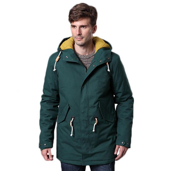 Chaqueta Parka Con Capucha De Medio Largo Acolchado De Algodón Cálido Y Grueso Para Hombre De Invierno Más