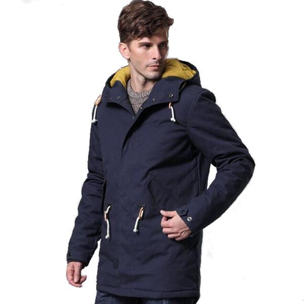 Chaqueta Parka Con Capucha De Medio Largo Acolchado De Algodón Cálido Y Grueso Para Hombre De Invierno Más