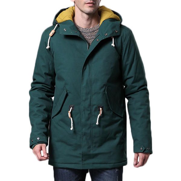 Chaqueta Parka Con Capucha De Medio Largo Acolchado De Algodón Cálido Y Grueso Para Hombre De Invierno Más