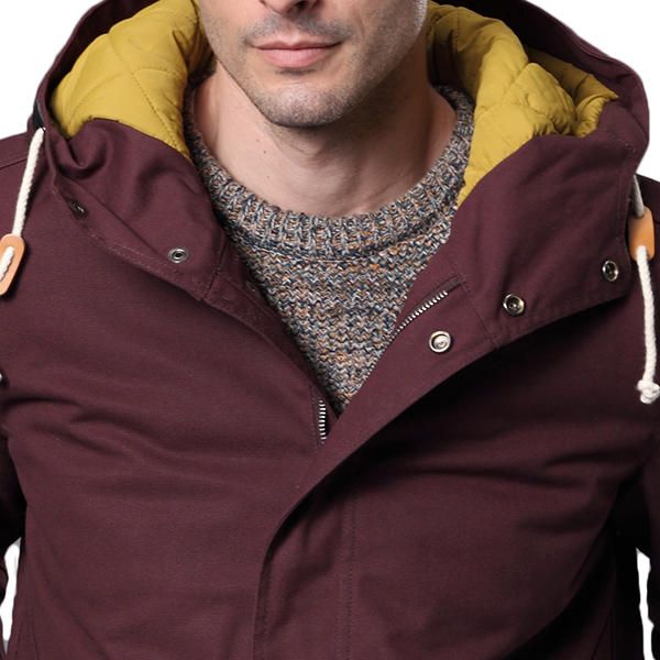 Chaqueta Parka Con Capucha De Medio Largo Acolchado De Algodón Cálido Y Grueso Para Hombre De Invierno Más