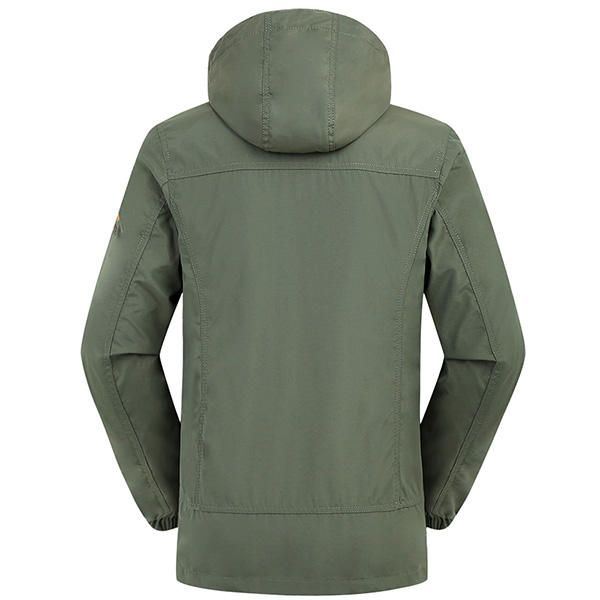 Chaqueta Repelente Al Agua De Otoño Para Deportes Al Aire Libre Para Hombre Abrigo Con Capucha Fina De Color Sólido Informal