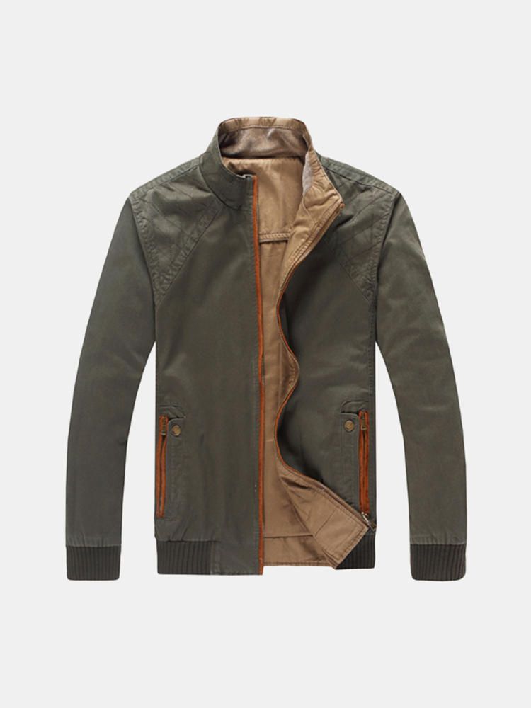 Chaqueta Utilitaria De Cuello Alto De Doble Uso Para Exteriores Para Hombre Abrigos De Algodón De Primavera Y Otoño De Gran Tamaño