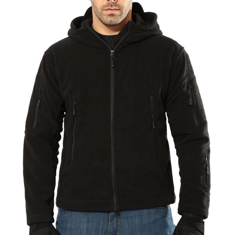 Chaqueta Verde Militar Táctica Militar Con Capucha Softshell Para Exteriores De Forro Polar Cálido Para Hombre