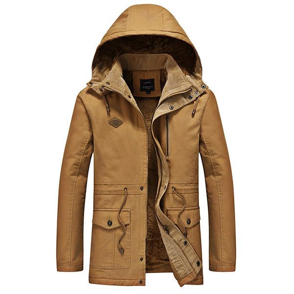 Chaquetas Parkas Con Capucha De Lana Gruesa Y Cálida De Invierno Para Hombres