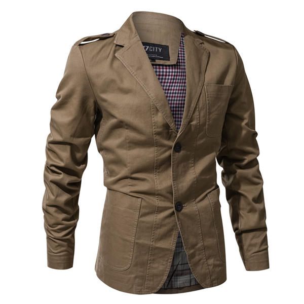 Epaulet Military Single Breasted Primavera Otoño Chaqueta De Algodón Informal Para Hombres