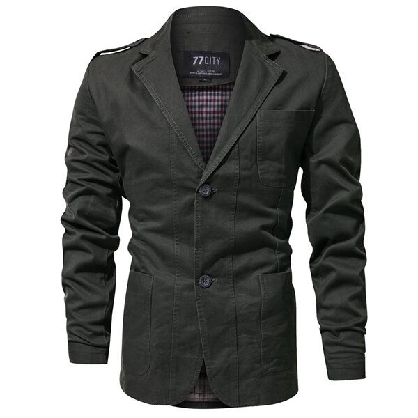 Epaulet Military Single Breasted Primavera Otoño Chaqueta De Algodón Informal Para Hombres