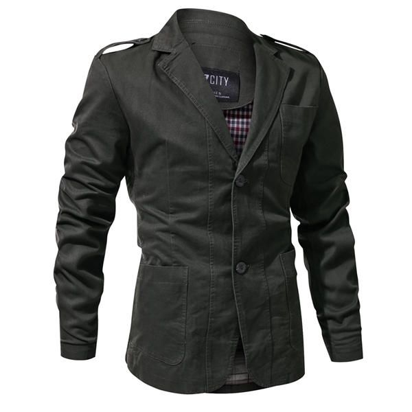 Epaulet Military Single Breasted Primavera Otoño Chaqueta De Algodón Informal Para Hombres