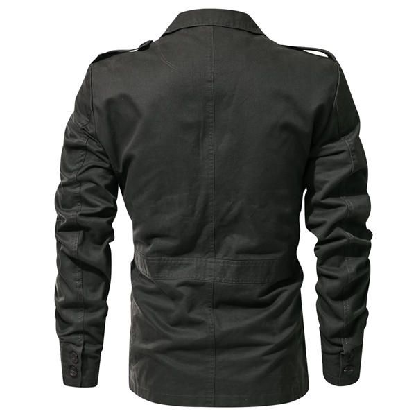 Epaulet Military Single Breasted Primavera Otoño Chaqueta De Algodón Informal Para Hombres