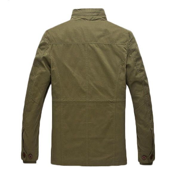 Forro Desmontable Para Hombre Cuello Alto Chaqueta Cálida Con Múltiples Bolsillos Color En Contraste Abrigo Medio Largo