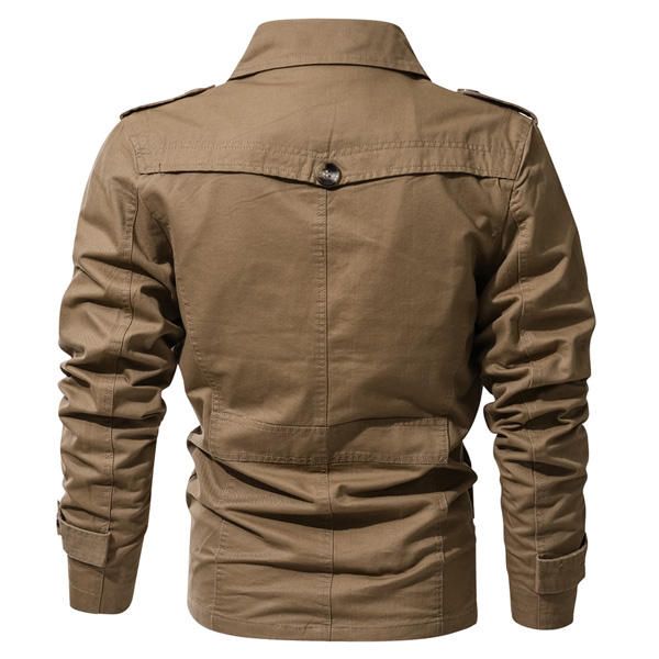 Gabardina De Primavera Con Cuello De Solapa Para Hombre Chaqueta De Algodón Militar