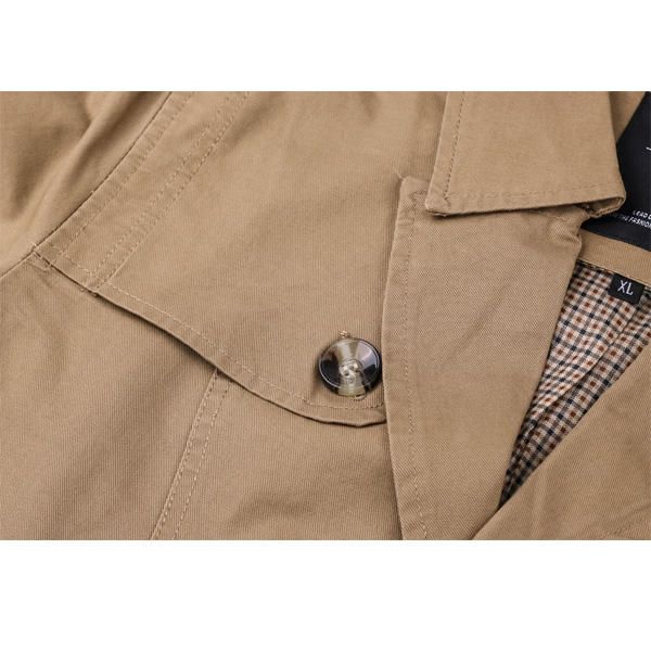 Gabardina De Primavera Con Cuello De Solapa Para Hombre Chaqueta De Algodón Militar