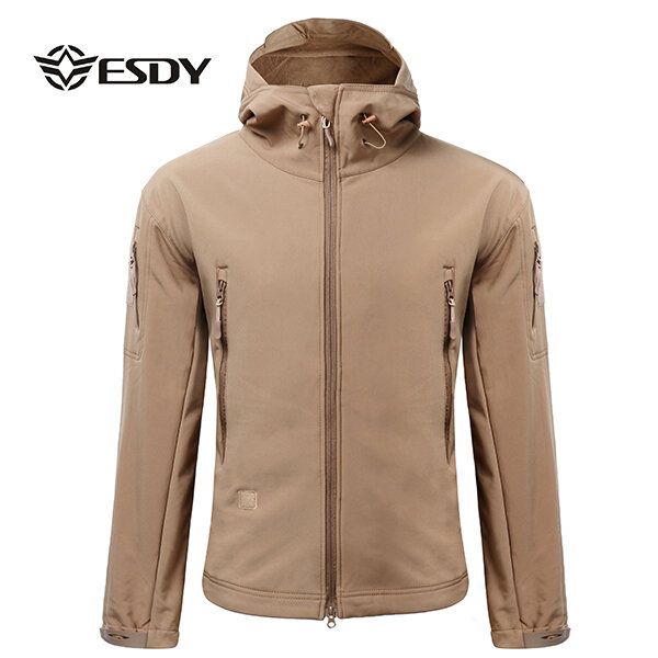 Hombres Tácticos Militares Exteriores Abrigo Impermeable Soft Shell Outwear Chaqueta De Transporte Oculta