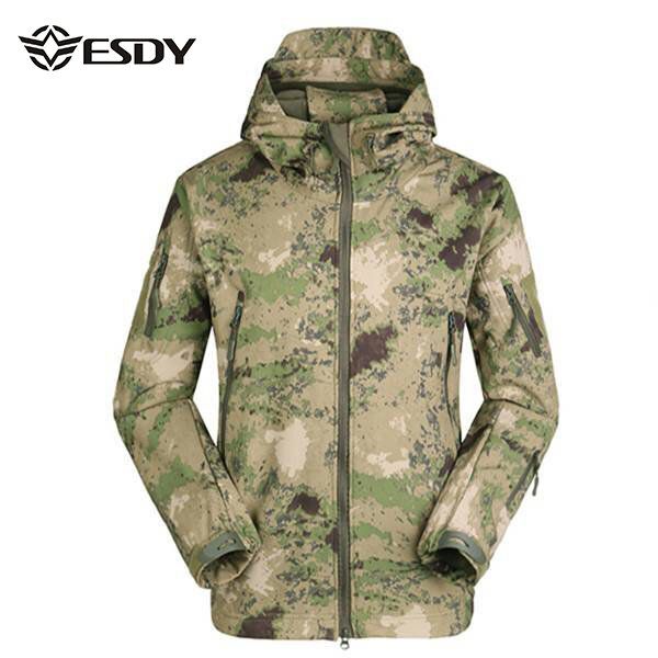 Hombres Tácticos Militares Exteriores Abrigo Impermeable Soft Shell Outwear Chaqueta De Transporte Oculta