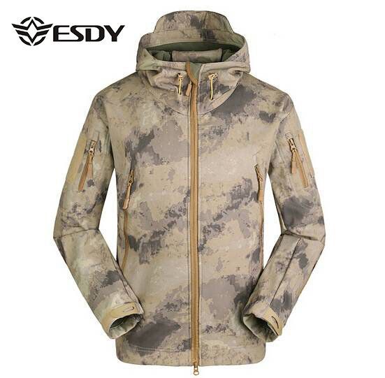 Hombres Tácticos Militares Exteriores Abrigo Impermeable Soft Shell Outwear Chaqueta De Transporte Oculta