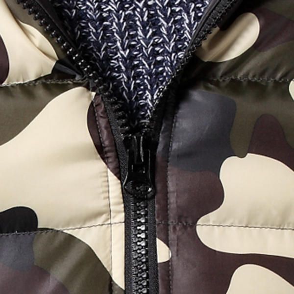 Moda Para Hombre Camuflaje De Impresión Chaqueta Gruesa De Invierno Cálido Abrigo Con Capucha