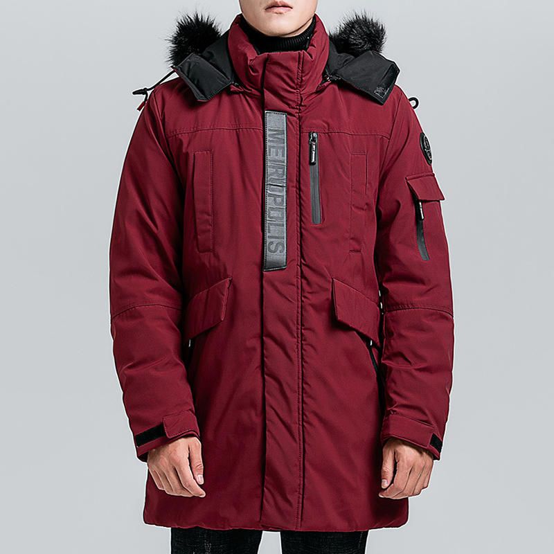 Parka Gruesa Gruesa Acolchada De Algodón Medio Largo De Invierno Para Hombre