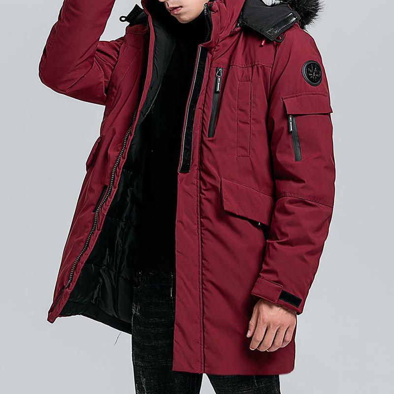 Parka Gruesa Gruesa Acolchada De Algodón Medio Largo De Invierno Para Hombre