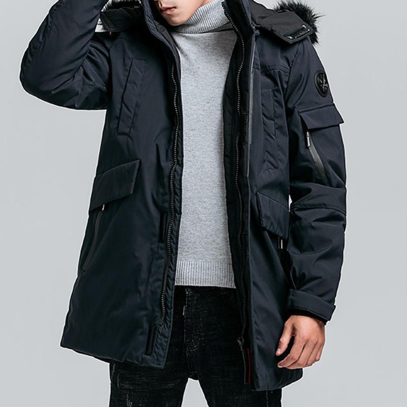 Parka Gruesa Gruesa Acolchada De Algodón Medio Largo De Invierno Para Hombre