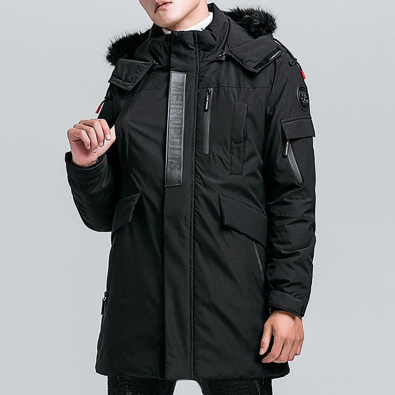 Parka Gruesa Gruesa Acolchada De Algodón Medio Largo De Invierno Para Hombre