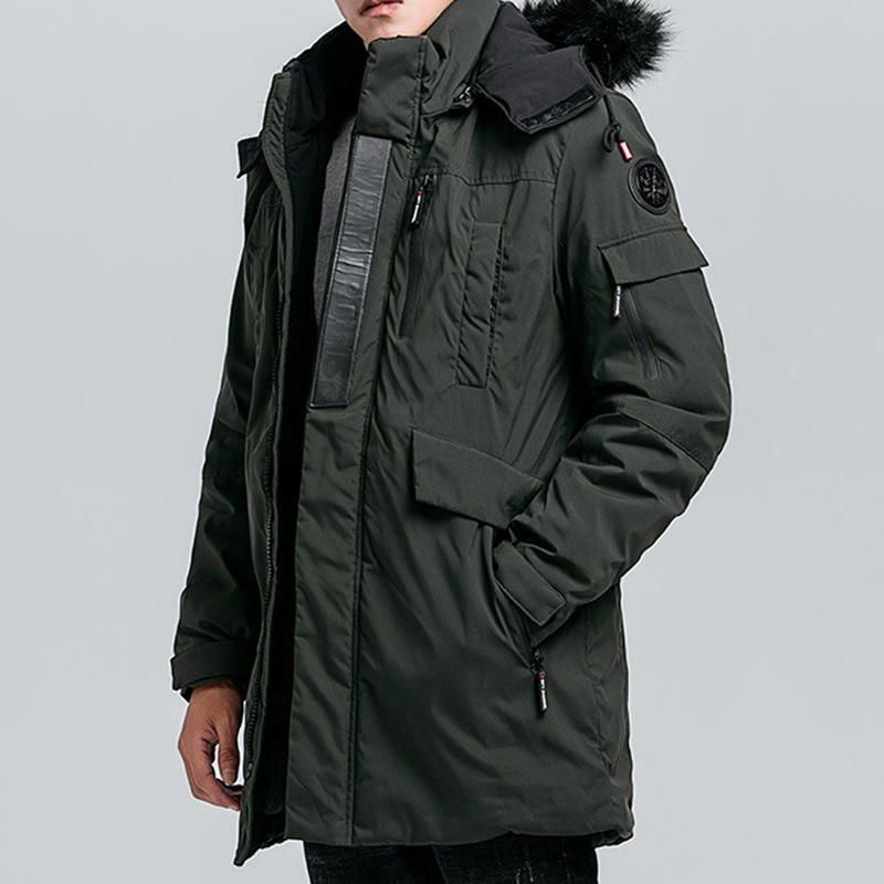 Parka Gruesa Gruesa Acolchada De Algodón Medio Largo De Invierno Para Hombre