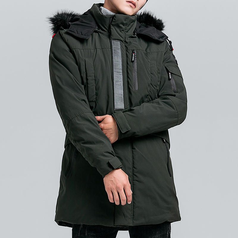 Parka Gruesa Gruesa Acolchada De Algodón Medio Largo De Invierno Para Hombre