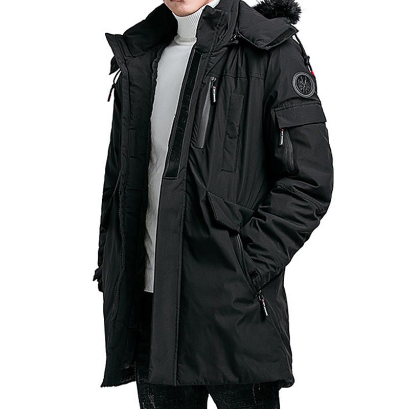 Parka Gruesa Gruesa Acolchada De Algodón Medio Largo De Invierno Para Hombre