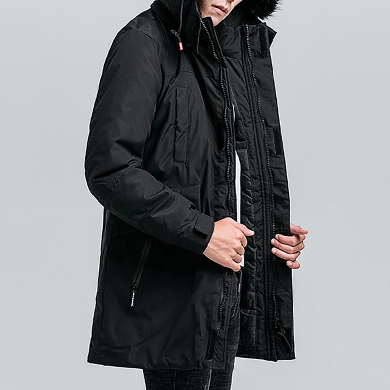 Parka Gruesa Gruesa Acolchada De Algodón Medio Largo De Invierno Para Hombre