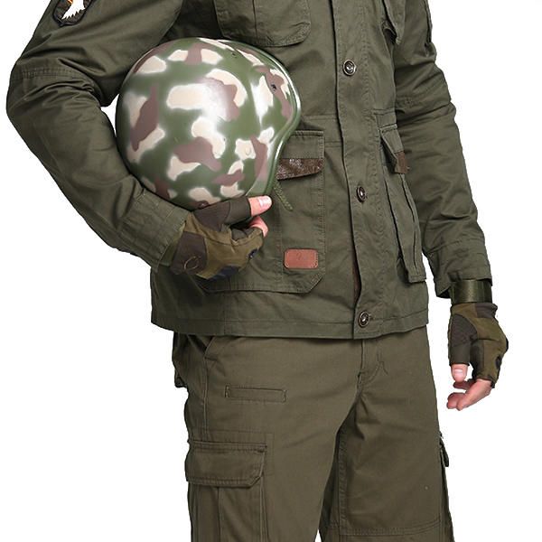 Tactical Army Military Style Multi Bolsillos Cuello Alto Capucha Desmontable Chaquetas Al Aire Libre Para Hombres