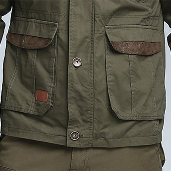 Tactical Army Military Style Multi Bolsillos Cuello Alto Capucha Desmontable Chaquetas Al Aire Libre Para Hombres