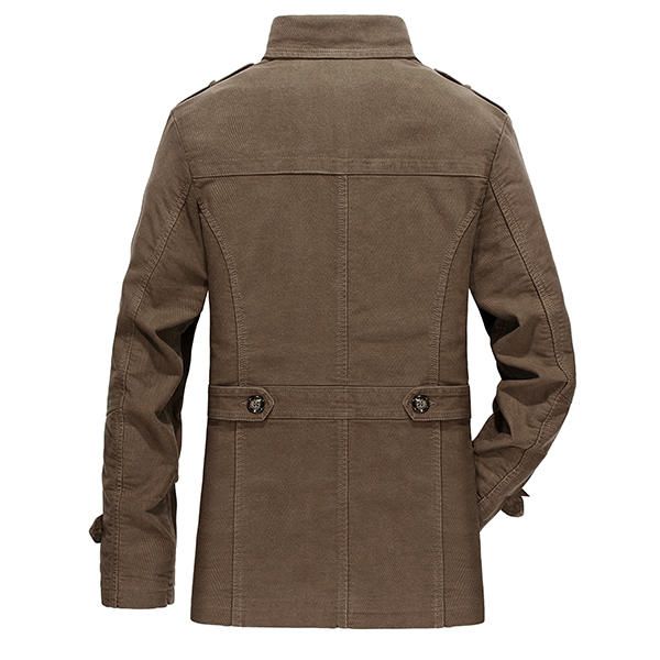 Winter Casual Mid Long Slim Fit Pockets Charretera Gabardina Outwear Chaqueta Para Hombres