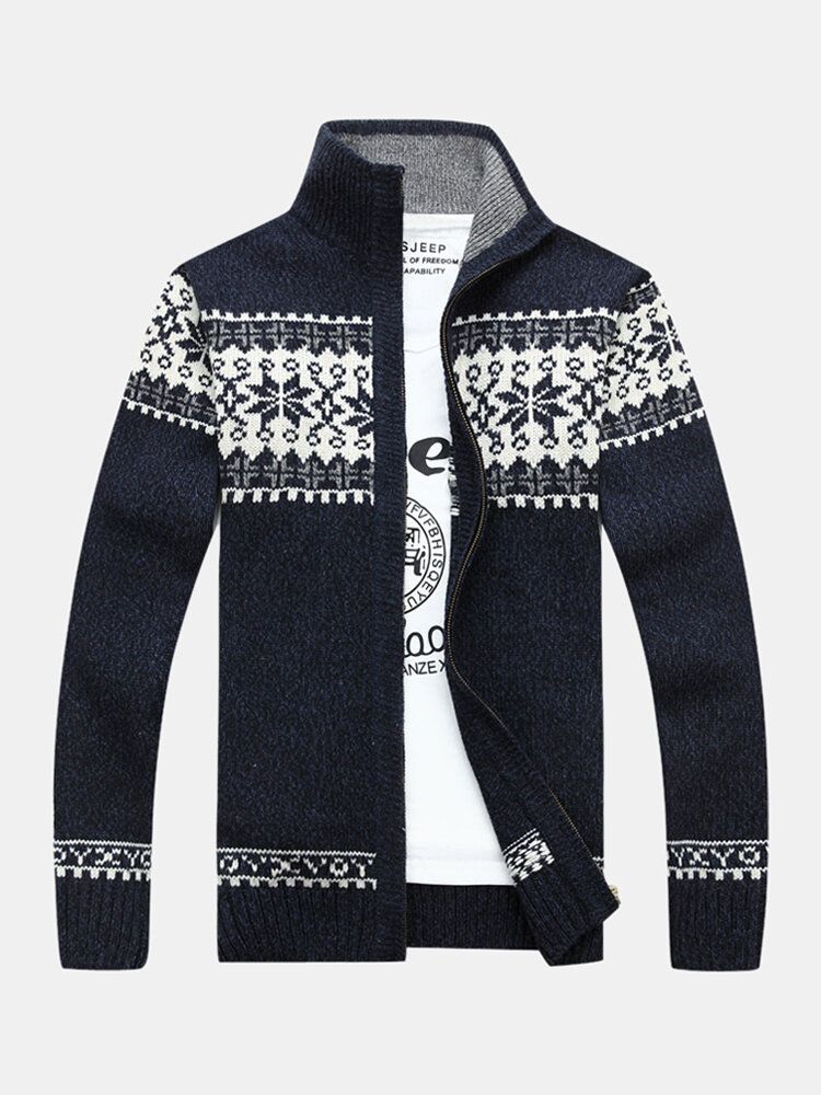 Chaqueta Suéter De Punto De Manga Larga Vintage De Manga Larga Con Estampado Tribal Para Hombre