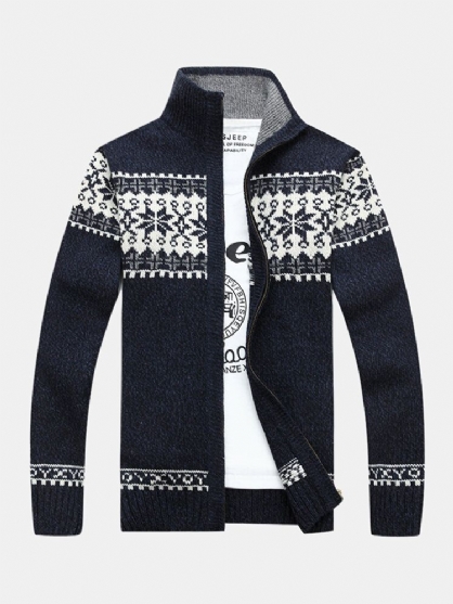 Chaqueta Suéter De Punto De Manga Larga Vintage De Manga Larga Con Estampado Tribal Para Hombre