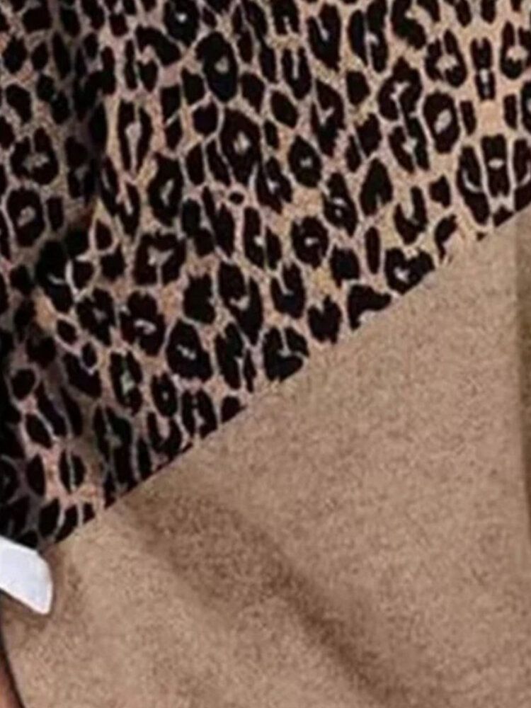 Suéteres Casuales De Manga Larga Con Cuello Redondo Y Cuello Redondo Con Estampado De Leopardo Para Mujer