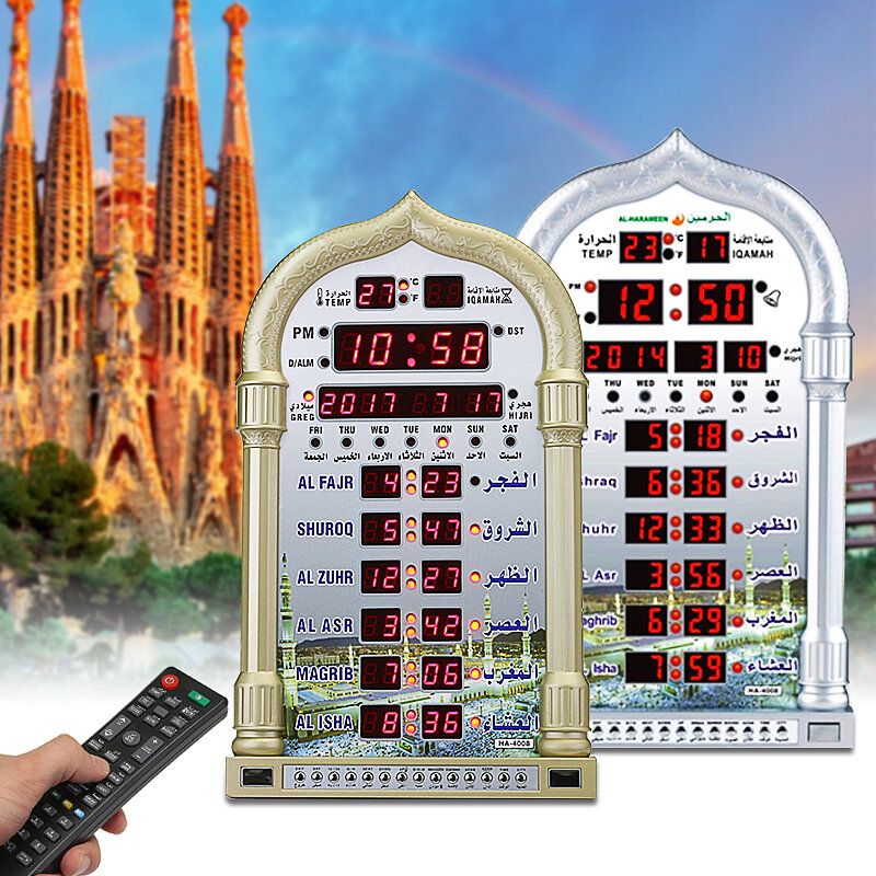 100-240v Reloj De Pared Islámico Azan Calendario De Alarma Oración Musulmana Decoración De Navidad De Ramadán