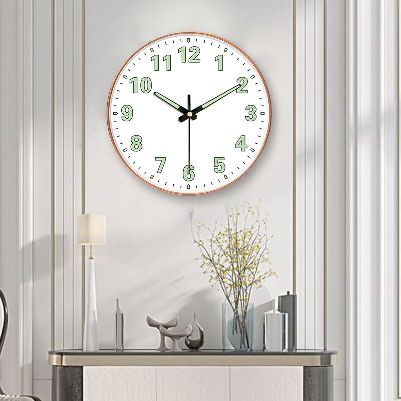 12 Pulgadas 30 cm Reloj De Pared Luminoso De Cuarzo Que No Hace Tictac Resplandor De Madera Oscura Decoración Del Hogar Silenciosa