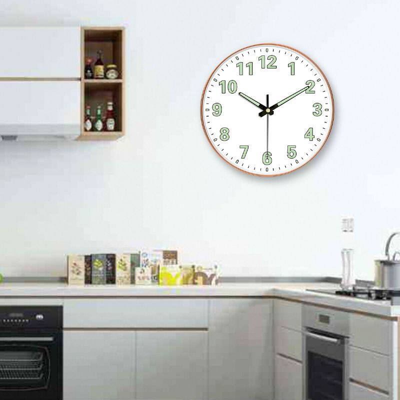 12 Pulgadas 30 cm Reloj De Pared Luminoso De Cuarzo Que No Hace Tictac Resplandor De Madera Oscura Decoración Del Hogar Silenciosa