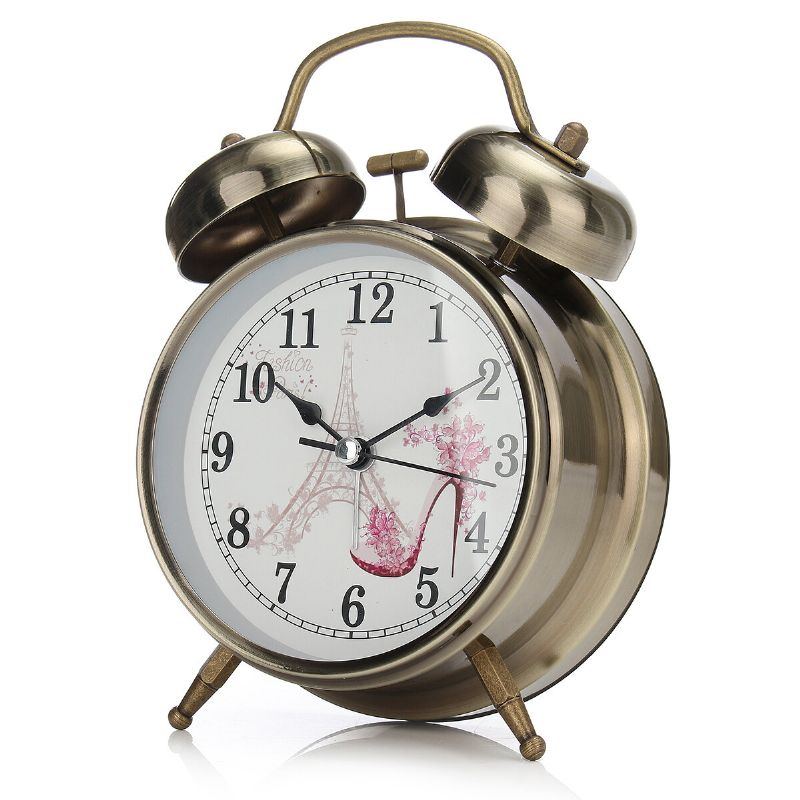 4 Pulgadas Twin Bell Alarm Clock Series Retro Metal Style Twin Bell Clock Decoración Del Dormitorio