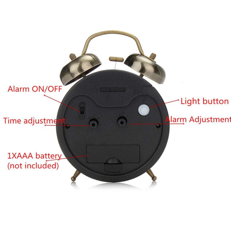 4 Pulgadas Twin Bell Alarm Clock Series Retro Metal Style Twin Bell Clock Decoración Del Dormitorio