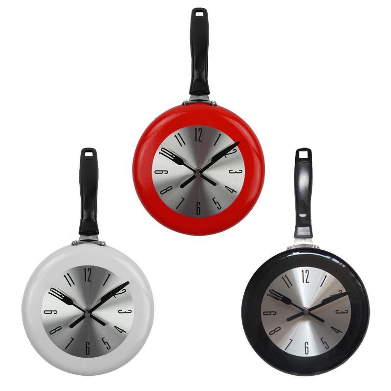 8 Pulgada Decoración Del Hogar Reloj De Pared De Cocina Sartén Pequeño Diseño Novedoso Reloj De Metal Decoraciones Para El Hogar